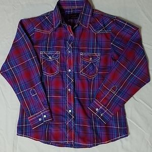 Girls Western Long Sleeve Button Down Shirt